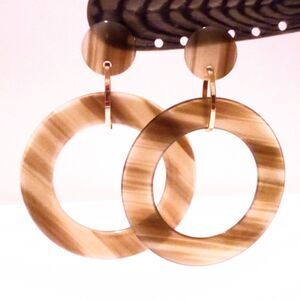 Large Gray Acrylic Drop Hoop Statement Earrings